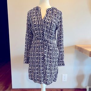 Loft Women’s Size Small Black and White Tie Waist Short Dress